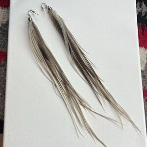 Custom Long Pheasant Feather Earrings Festival Burning Man Boho 10”